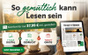 Text: So gemütlich kann Lesen sein. Komfort für nur 37,99 € mtl. genießen. 7 Tage digital + Wochenendausgabe gedruckt + Tablet gratis.