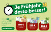 Text: Je Frühjahr desto besser! Schnell bestellen und bis zu 150 € Bargeldprämie sichern, 150 € bei Bestellung bis zum 31.03.2026