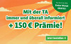 Text: Mit unserer Zeitung immer und überall informiert inkl. Bargeld Prämie! Nur bis 25.8.2026: Erster Monat GRATIS!