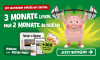 Werbebanner: Digitales Abo für 3 Monate nutzen, nur 2 Monate zahlen, plus 30 Euro Bonus für die ersten 30 Neukunden. Motiv: Fitness-Schwein stemmt Gewichte.